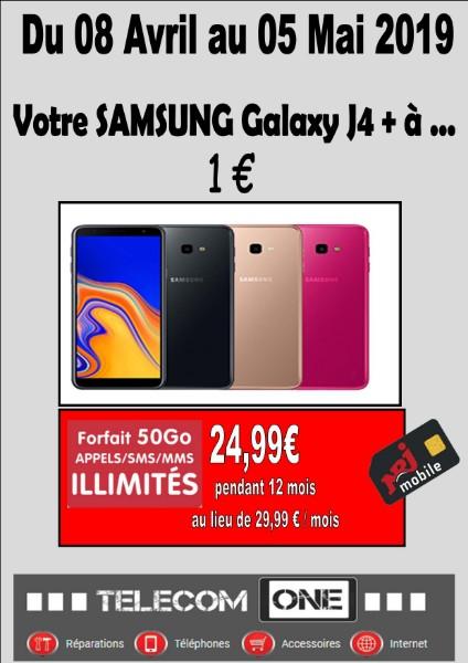 PROMOTION : VOTRE SAMSUNG J4+ A 1€ AVEC LE FORFAIT NRJ MOBILE 50 GO