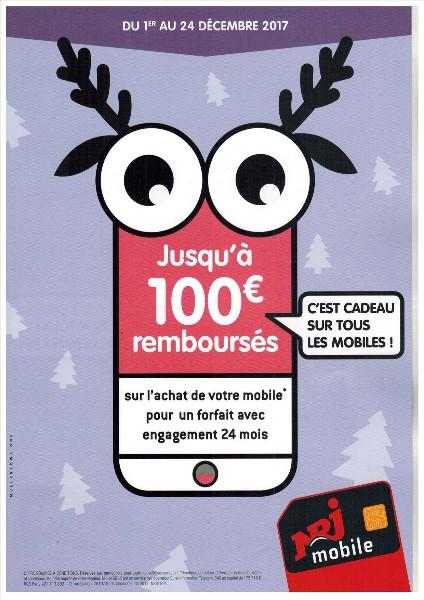 Jusqu'à 100 € remboursés sur l'achat de votre mobile du 1 er au 24 décembre 2017