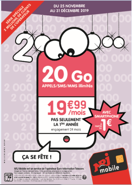 Série spéciale NRJ MOBILE 20 Giga avec mobile jusqu'au 31 Decembre